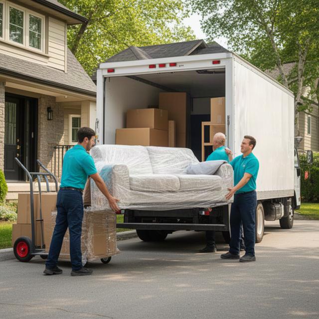 Ottawa moving crew loading household furniture into a clean moving truck