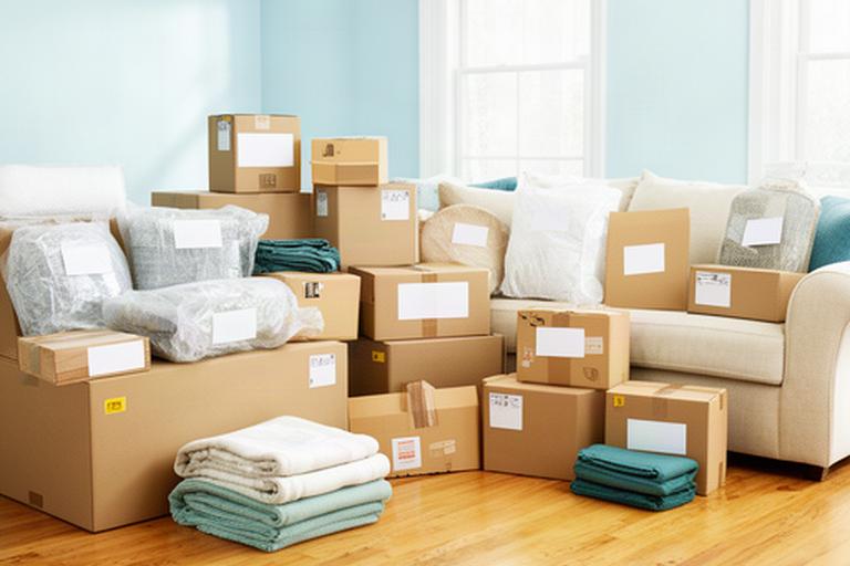 Moving boxes and labelled household items arranged in a bright Ottawa home